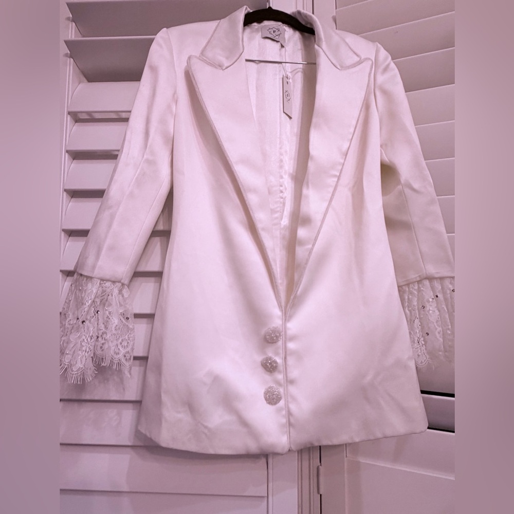 White satin lace blazer stunning